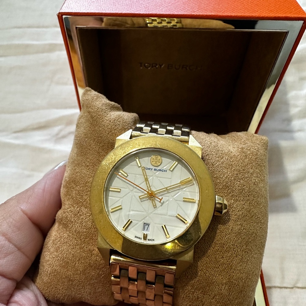 Tory Burch Gold and Cream Women’s Watch